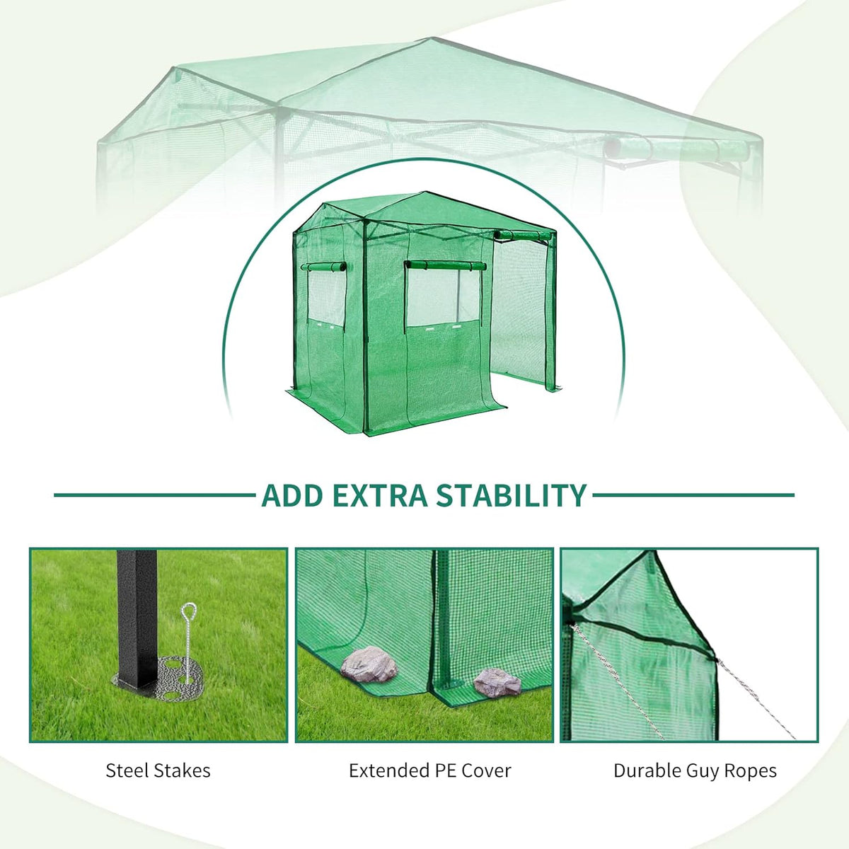 EAGLE PEAK Instant Pop-up Greenhouse, Indoor Outdoor Plant Gardening Green House, Roll-Up Zipper