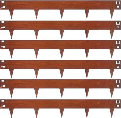 6.3Inch Cor-Ten Steel Landscape Edging, 6 Pack Hammer-in Metal Edging for Landscaping, Garden