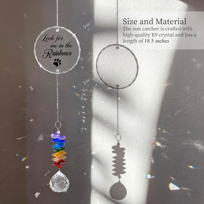 Pet Memorial Suncatcher - Pet Memorial Suncatchers - Dog Cat Loss Sympathy Gift - Rainbow Crystal