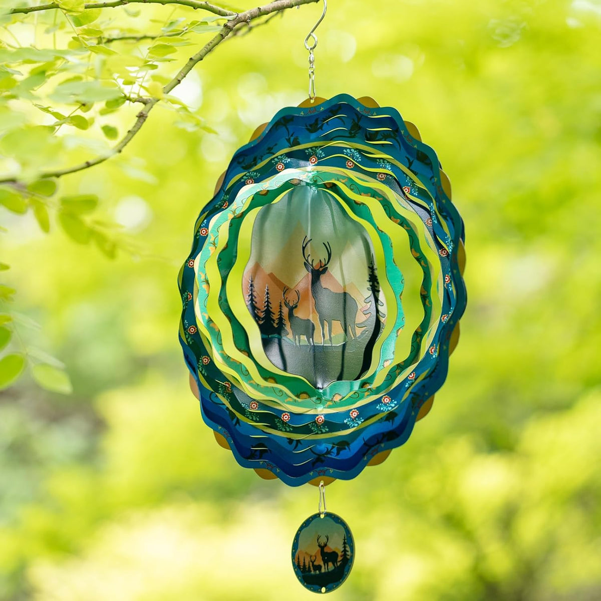 Light Catcher Elks Wind Spinner for Outdoor, 12 inch Hanging Wind Spinners Garden Yard Patio Window