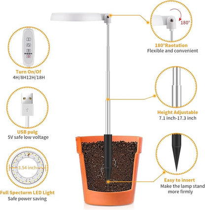 GooingTop LED Grow Light, Halo Plant Lamp for Indoor Plants Growing, White Low Light for Succulents