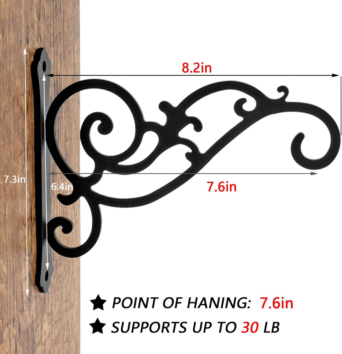 2 Pieces 8-Inch Outdoor Decorative Iron Wall Hooks for Hanging Lanterns Indoor Plants Hummingbird