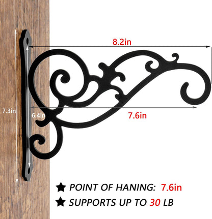 2 Pieces 8-Inch Outdoor Decorative Iron Wall Hooks for Hanging Lanterns Indoor Plants Hummingbird