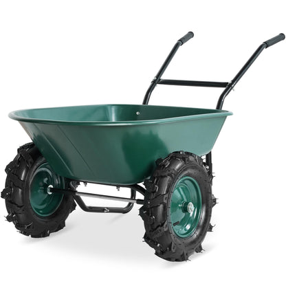 Best Choice Products Dual-Wheel Wheelbarrow Garden Cart - 500 lb Capacity, Extra-Large Wheels