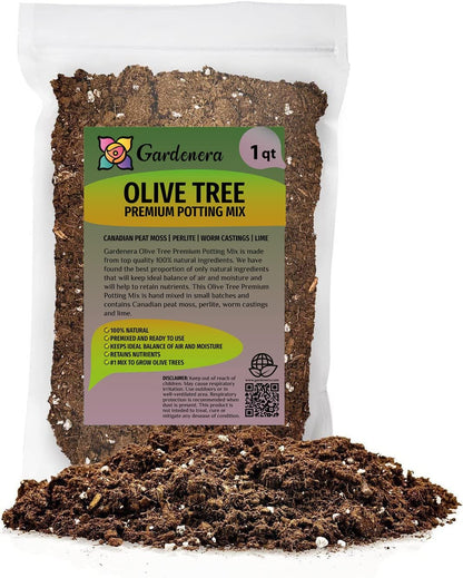 Gardenera Premium Olive Tree Potting Mix - Perfect Balance of Air, Moisture, and Nutrients - 1 Quart