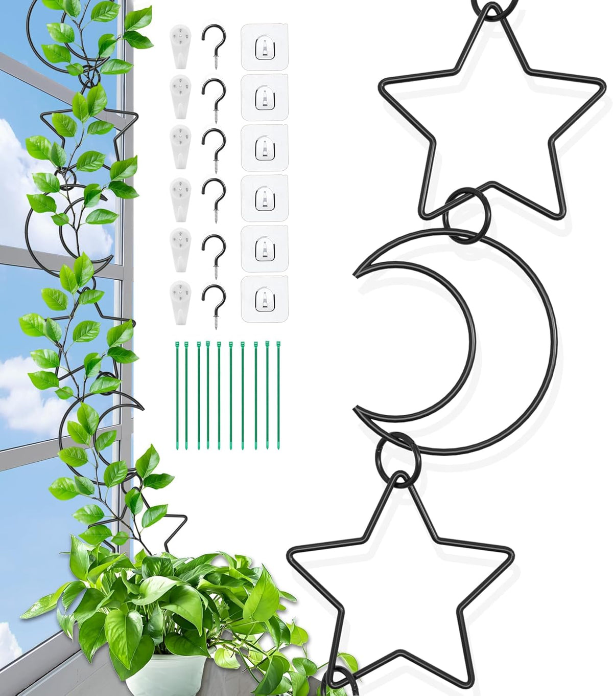 20 Pcs Chain Trellis for Climbing Plants, Plant Trellis Indoor and Outdoor, Garden Wall Trellis