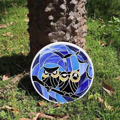 Bieye MSS005 Tiffany Style Stained Glass Mosaic Decorative Stepping Stone for Garden Decor (Owl