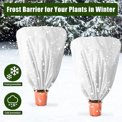 8 Pcs Plant Covers Frost Protection Bag 47" x 31.5" Winter Reusable Plants Jacket with Drawstring