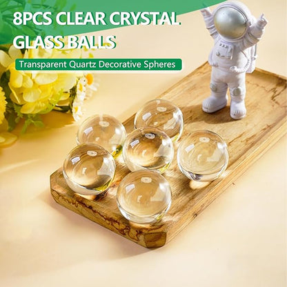 8pcs Clear Crystal Glass Balls 40mm Transparent Quartz Decorative Spheres for Home Table Decor