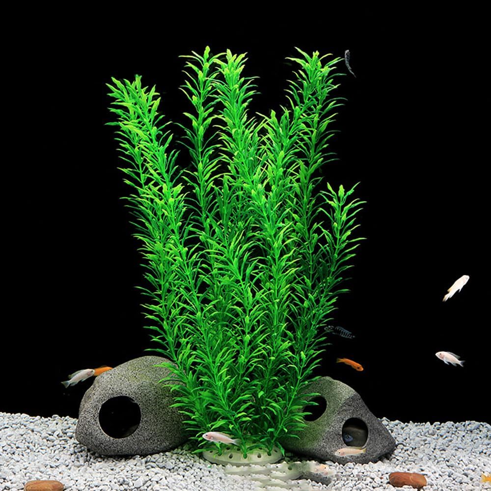 DSkoiph 2 pcs Aquarium Decor Plastic Plants Extra Large 21 Inches Artificial Fish Tank Plants Tall