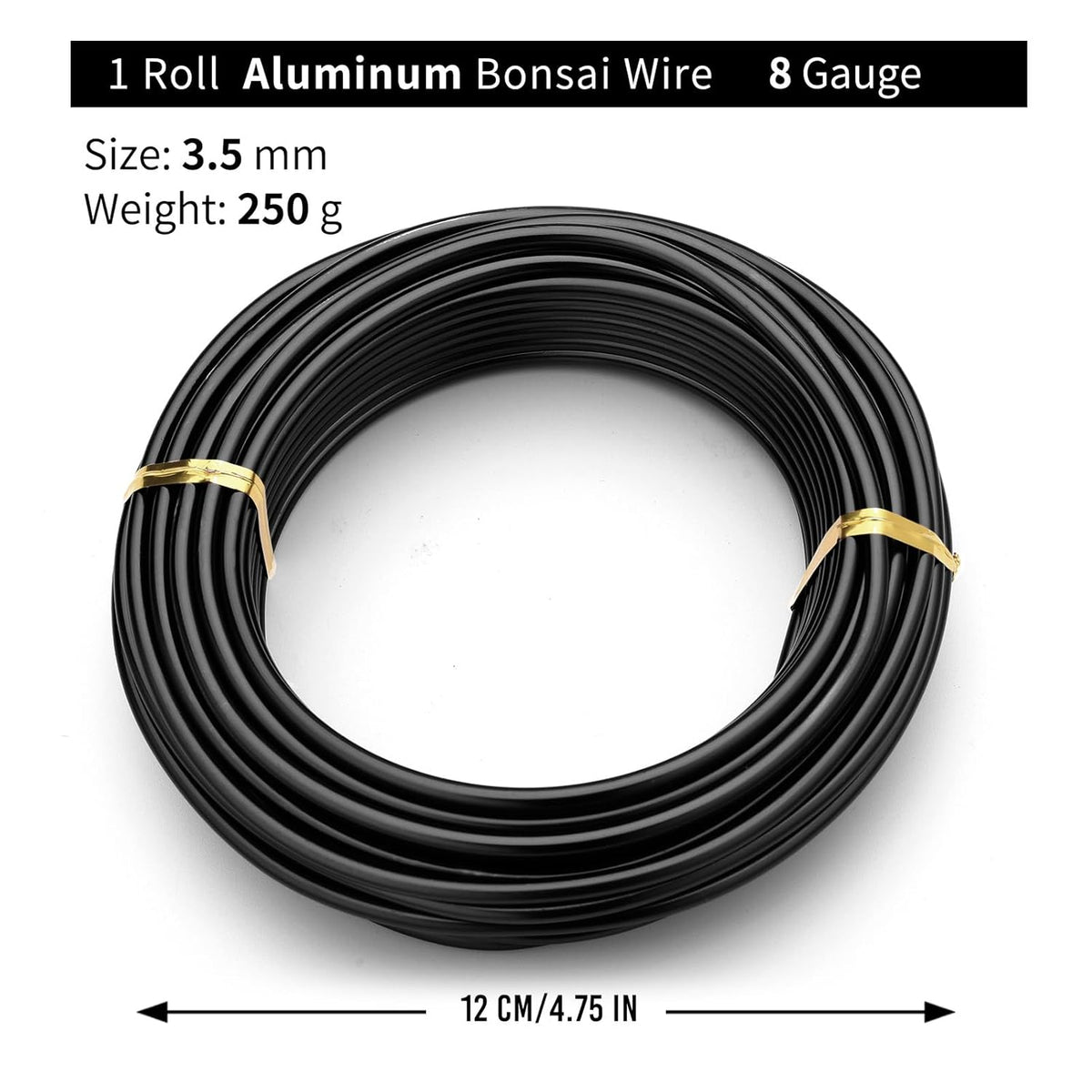 Black-3.5-Anodized Aluminum Bonsai Training Wire 250g Large Roll,Many Size to Choose,KSVZS Bendable