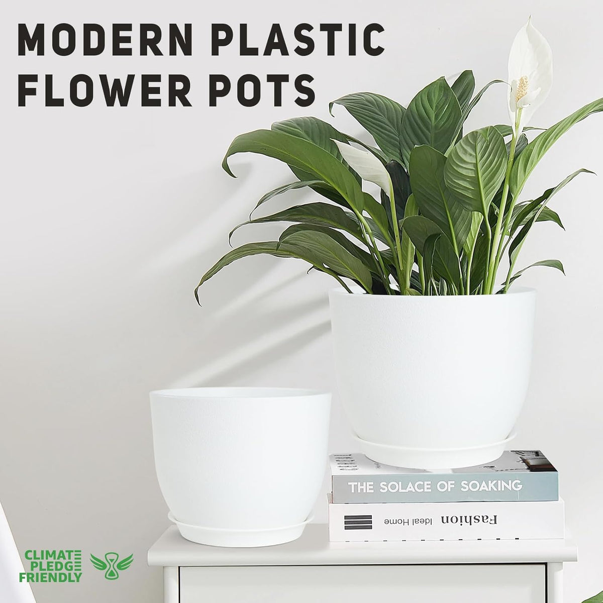 Plant Pots 10/9/8/7.5/7 inch Flower Pots with Multi Mesh Drainage Holes, Planters for Indoor