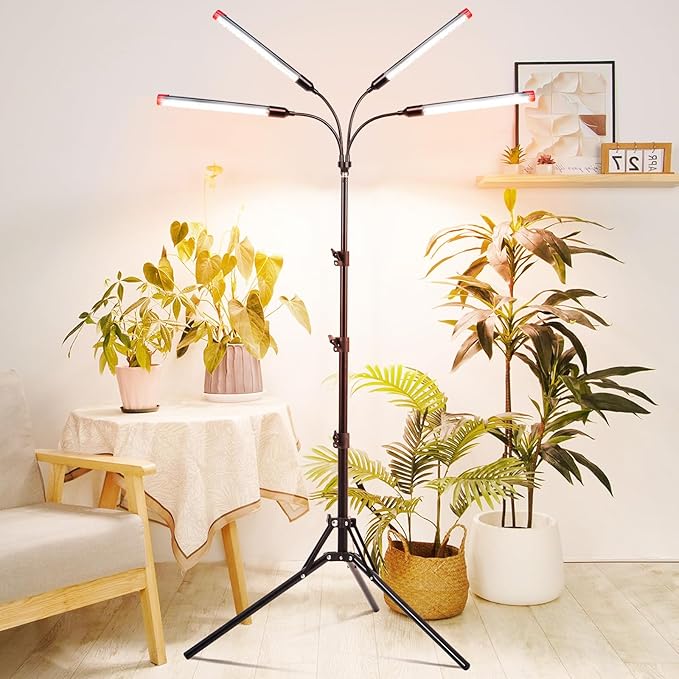 4Head Grow Lights for Indoor Plants, Seed Starting, Vegetables, Bonsai with Tripod Stand and Auto