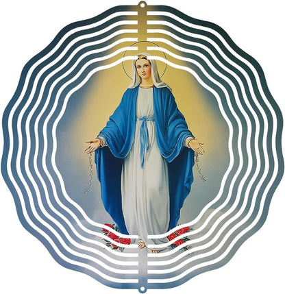 Virgin Mary Wind Spinner, Metal Wind Spinners Outdoor Indoor, Religious Virgin Mary Hanging Garden