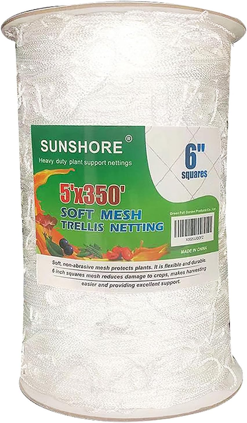 5x350ft Garden Trellis Netting - Heavy-Duty Polyester Outdoor Plant Support Netting for Climbing