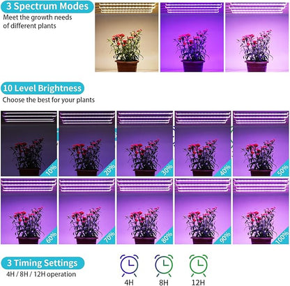 7.8'' Growing Lamp for Indoor Plants, Red & Blue & Yellow Full Spectrum, LED Grow Light Strips with