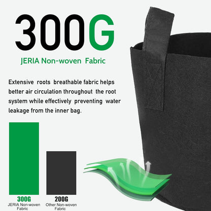 JERIA 12-Pack 7 Gallon, Vegetable/Flower/Plant Grow Bags, Aeration Fabric Pots with Handles