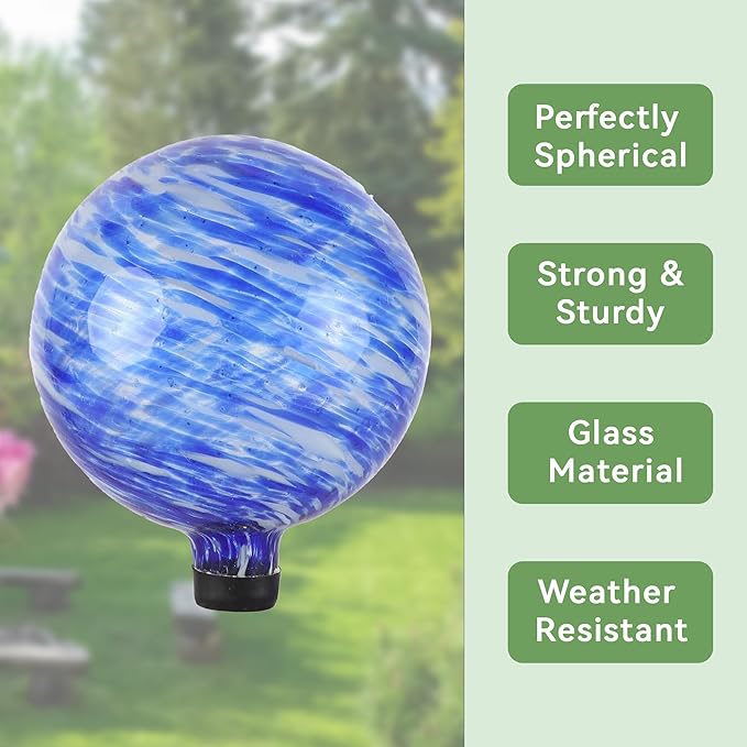 Lily's Home Glass Gazing Ball, A Colorful Addition to Any Garden or Home, Ideal As a Housewarming