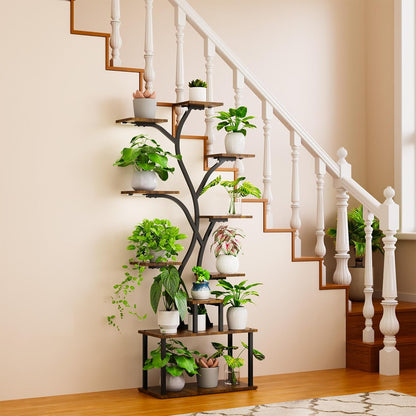 Bstrip 63 Inch Plant Stand with Grow Light, 10-Tier Plant Shelf for Indoor Plants, Decor Tree