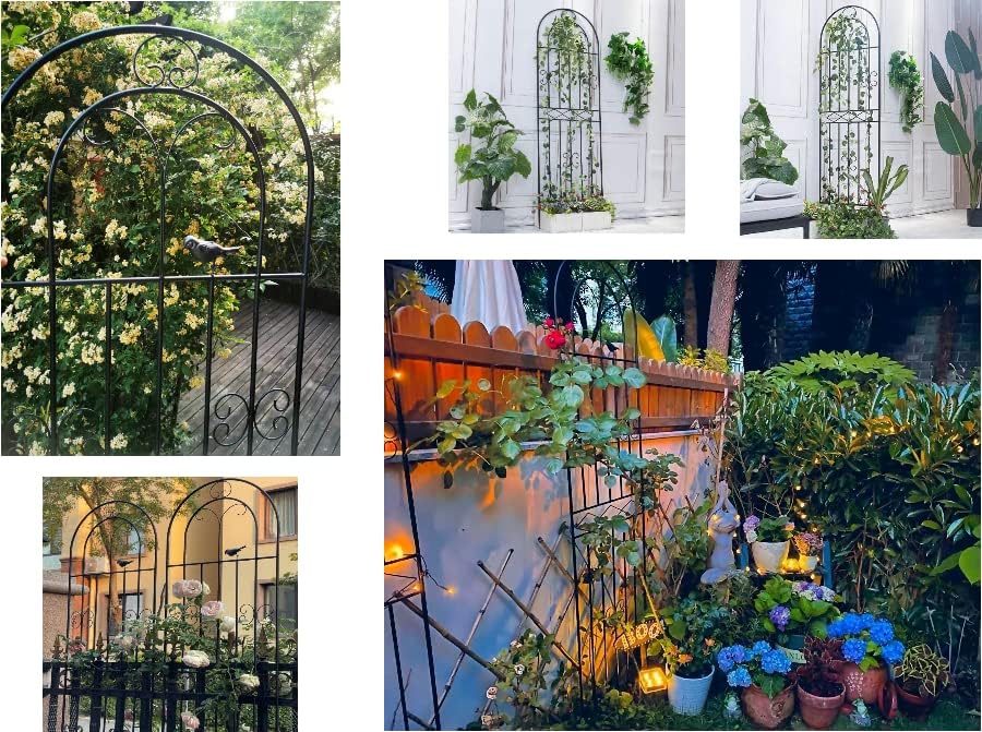 2 Pack 86.7" H x 19.7" W Metal Garden Trellis with Black Coating, Wire Lattice Grid Panel for
