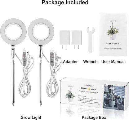 LORDEM Grow Light, Full Spectrum LED Plant Light for Indoor Plants, Height Adjustable Growing Lamp