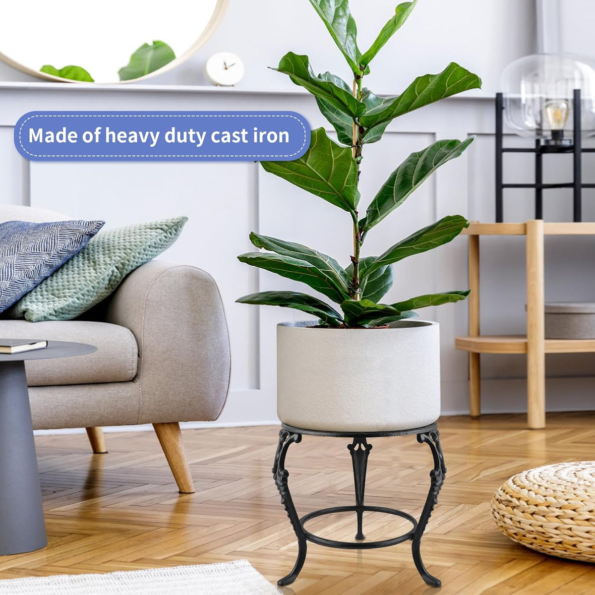 MOLIGOU Potted Plant Holder, Cast Iron Flower Pot Stand, Heavy Duty Plant Stand