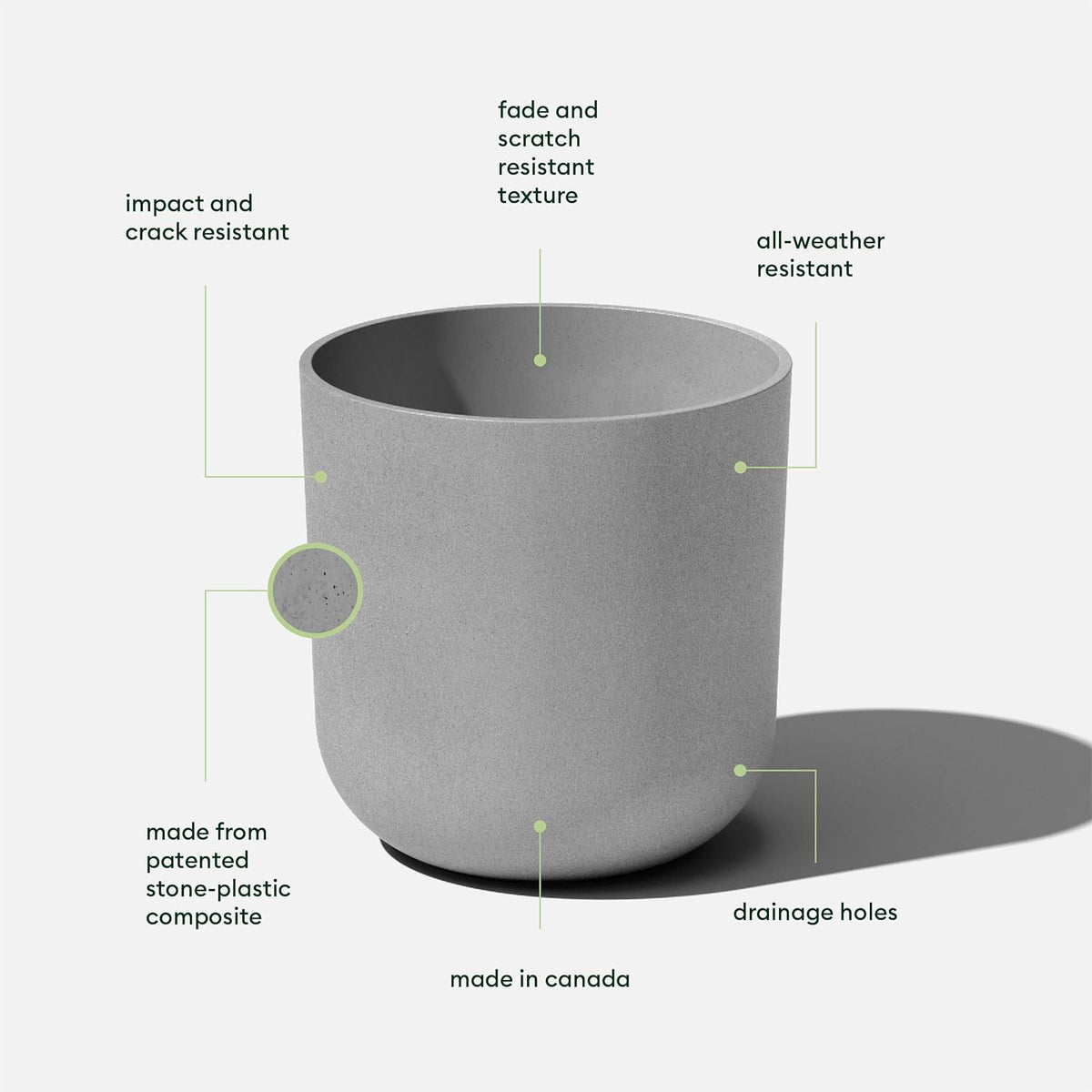 Veradek Round Lima Plastic Planter Pots for Indoor/Outdoor Garden Use, Gray, Suitable for Small to