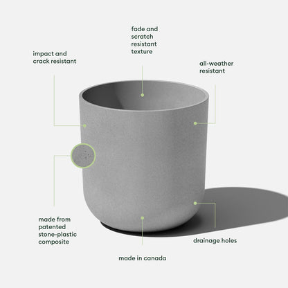 Veradek Round Lima Plastic Planter Pots for Indoor/Outdoor Garden Use, Gray, Suitable for Small to