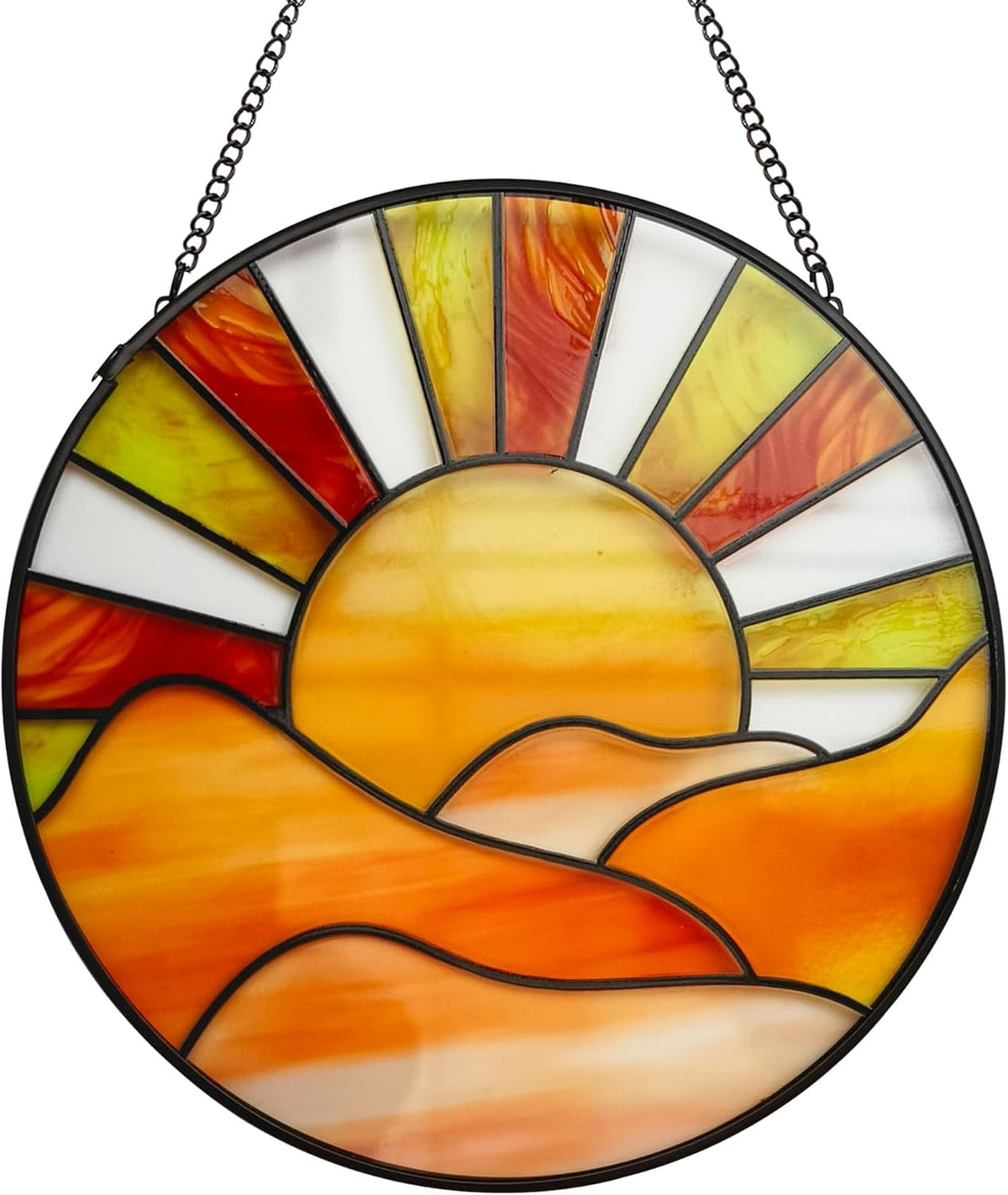 Sunrise Sun Catcher Stained Glass Window Hanging, 20cm Suncatchers for Wall Window Decor, Hand