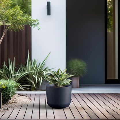 Kante Round Concrete Planter, 13.2 Inch Dia Classic Style Large Plant Pot with Drainage Hole for