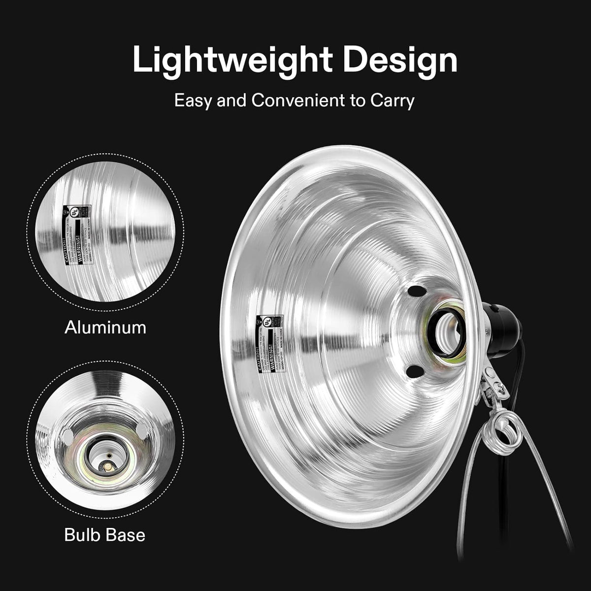VIVOSUN Clamp Lamp Light with Detachable 8.5 Inch Aluminum Reflector up to 150 Watt E26 Socket (No