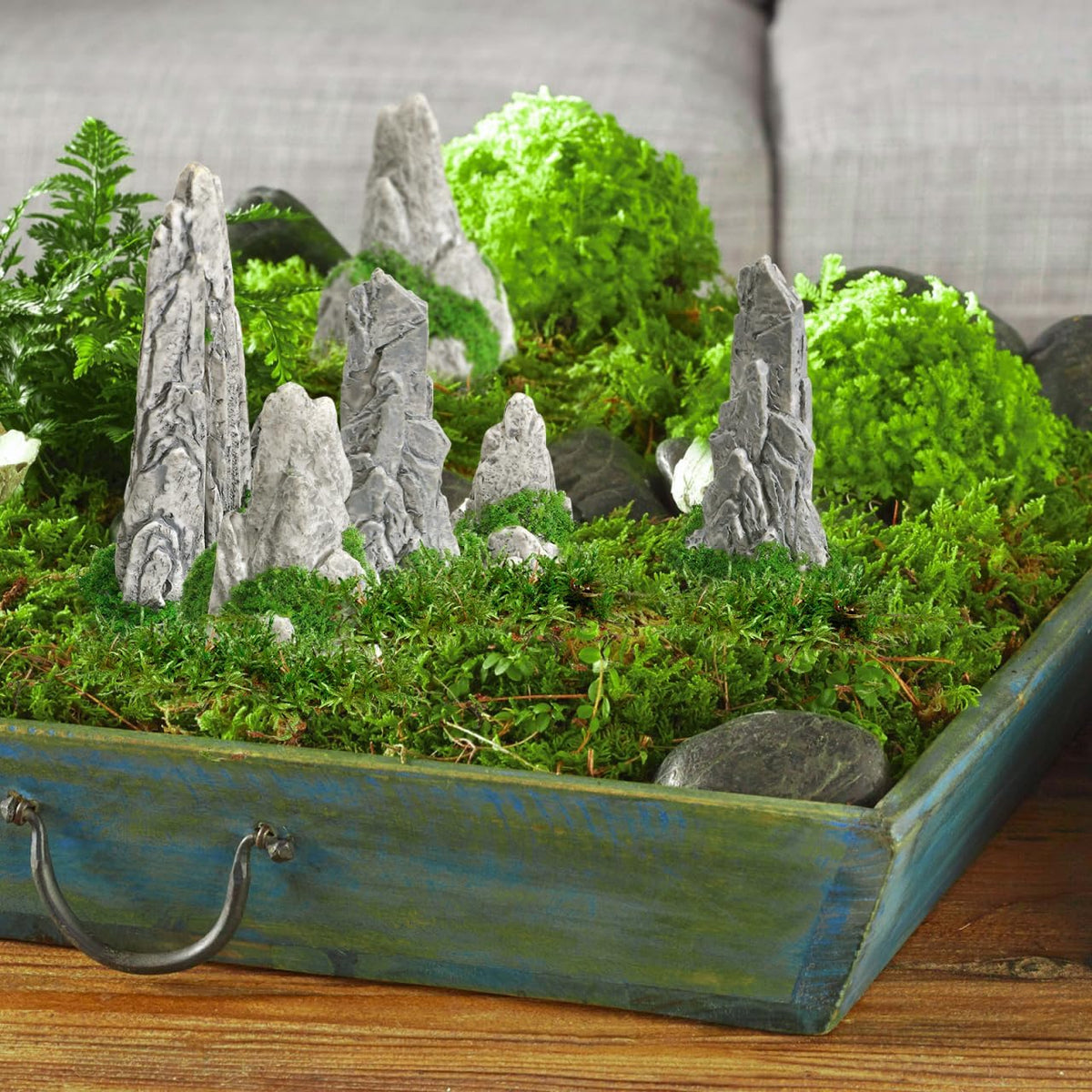 Mipcase Mini Zen Garden Accessories 8pcs Resin Mountain Decor Figures Mini Zen Garden Decor for