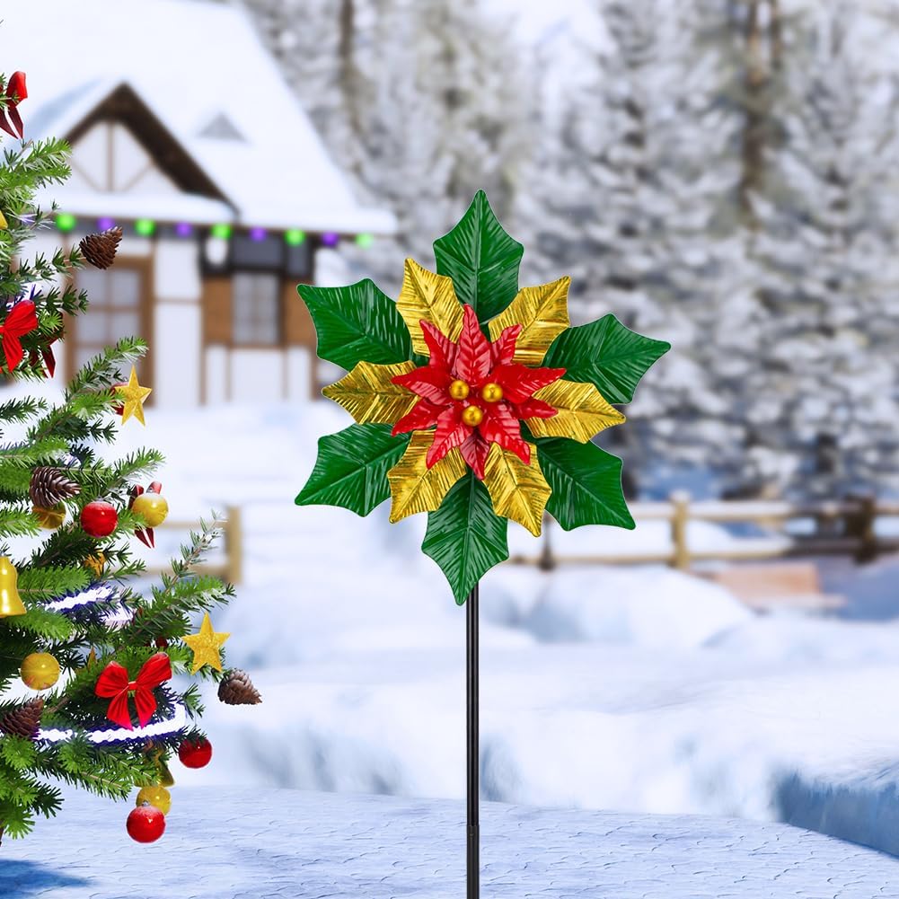 Viveta Christmas Outdoor Wind Spinners, Garden Wind Spinner, Festive Windmill for Yard Garden