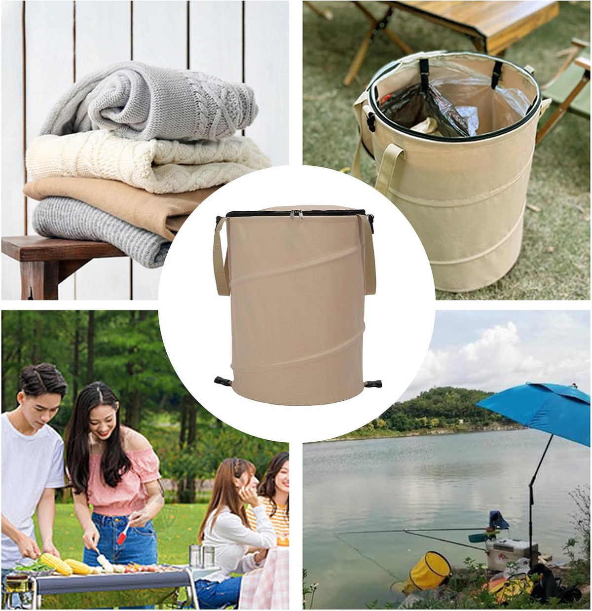 Zunate Collapsible Lawn and Leaf Bag, 24 Gallon Collapsible Trash Can, Reusable Outdoor Yard Waste