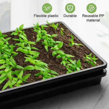 10 Pack Nursery Pots Trays (17"x11"x2"), Plastic Flat Seed Starter Trays, Durable Carrying Seedling