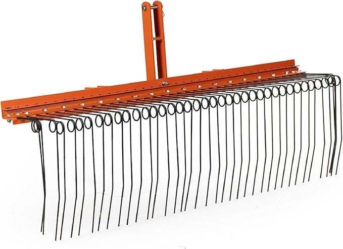 Titan Attachments 3 Point Pine Straw Needle Rake, Category 1 Tractors, Coil Spring Tines