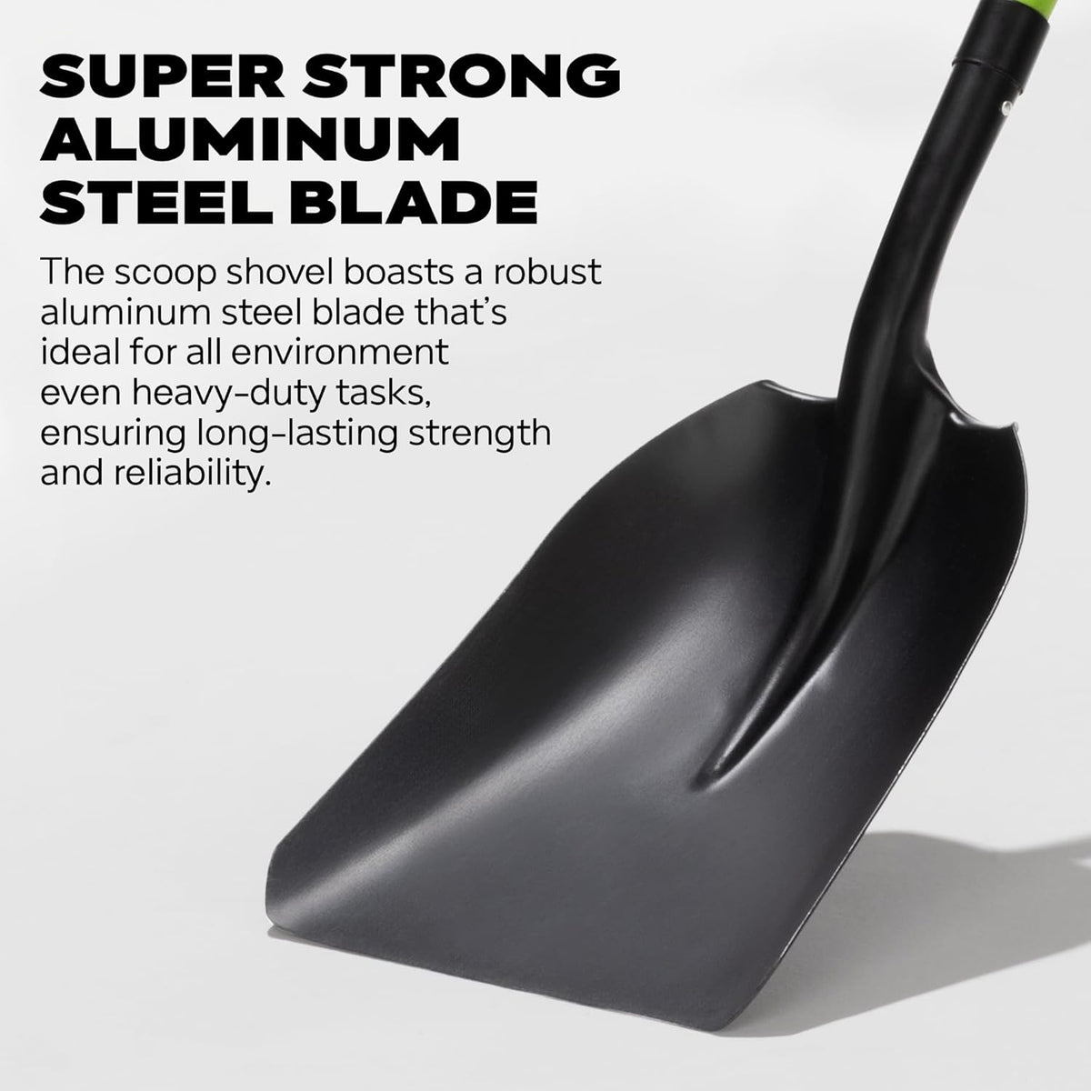 IDZO Aluminum Steel Scoop Shovel Heavy Duty, Ideal Height 44 1/2 Inches Metal Shovel with Strong