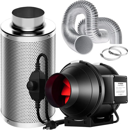 VIVOSUN Ventilation Kit Inline Duct Fan with Variable Speed Controller and Carbon Filter Odor