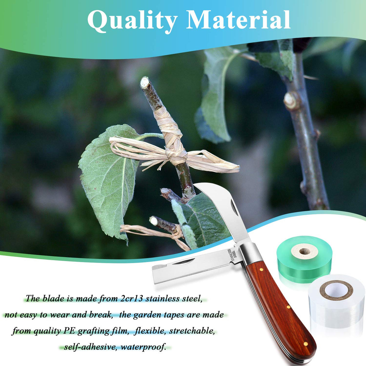Grafting Knife with 2 Grafting Tape for Pruning Budding Fruit Tree Floral