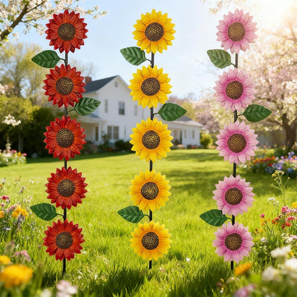 Garden Decor for Outside,3 Pack Sunflowers Metal Yard Art Decorative Garden Stakes,Metal Flowers