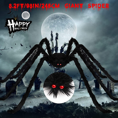 98IN/8.2FT/250CM Halloween Giant Spider Decorations: Largest Fake Scary Hairy Spider - Halloween