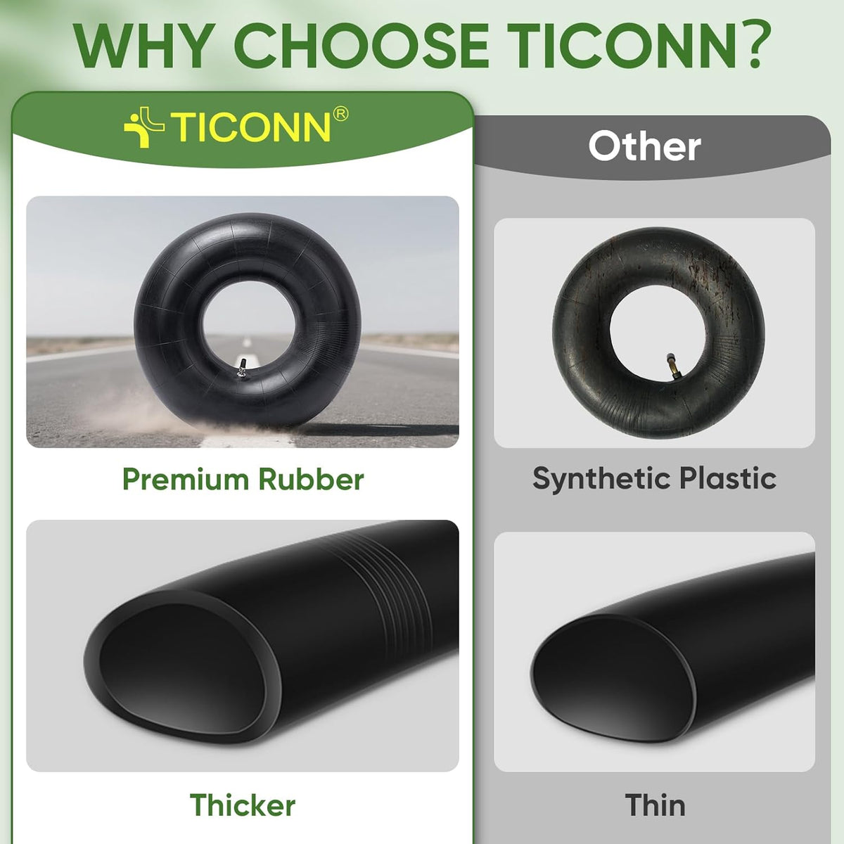 TICONN 13x4.00-6, 4.10/3.50-6 Tire Inner Tube, 2 Pack Inner Tire Tube for Wheelbarrow Tires
