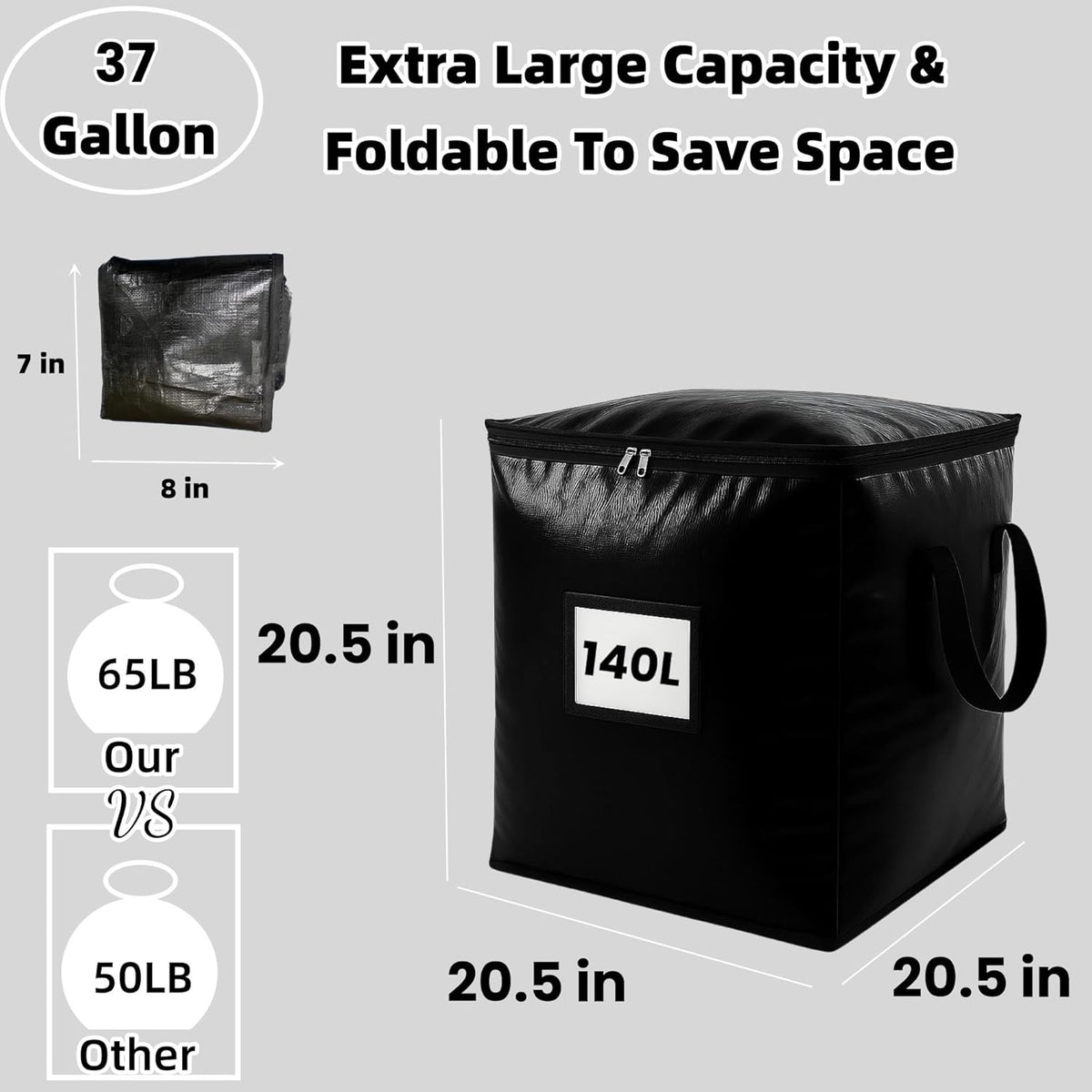 3 Pack 140L Storage Bags for Clothes, Moving Bags Heavy Duty Extra Large with Reinforced Handle