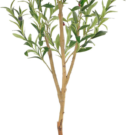 Bellacat Faux Olive Tree 4ft，Olive Trees Artificial Indoor with Natural Wood Trunk and Realistic