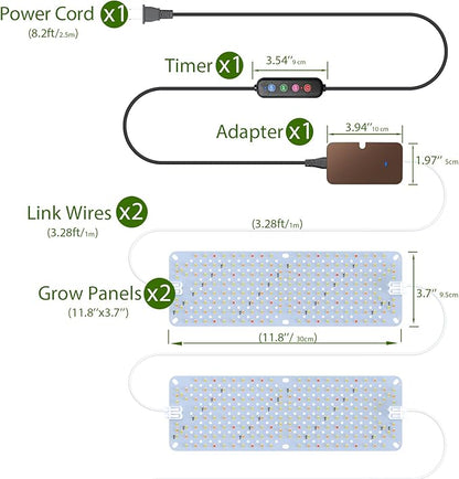 Full Spectrum Grow Lights, 24W Plant Grow Lights for Indoor Plants with Daisy Chain Function