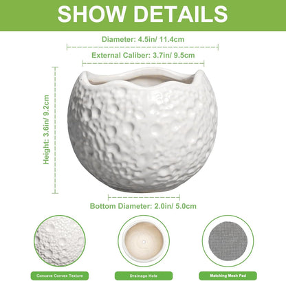4 inch Plant Pots - Ceramic Pots for Plants with Drainage Hole, Small Planter for Indoor Outdoor