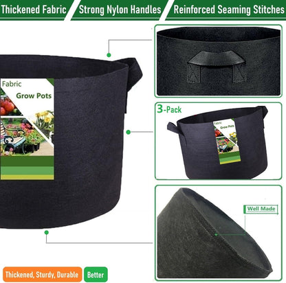 3-Pack 40 Gallon Thickened Plant Grow Bags Large (28x16 in) Heavy Duty Garden Bag Fabric Plant Pots