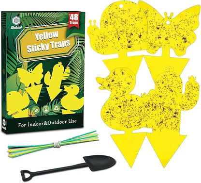 Gideal 48-Pack Dual-Sided Yellow Sticky Traps for Indoor/Outdoor Use, Gnat Trap for Flying Plant