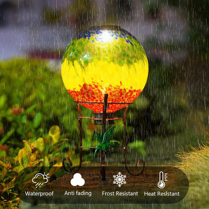 Stargarden Solar Powered Gazing Ball, 10 Inch Glass Gazing Globe, Decorative Gazing Balls with