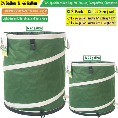 24 Gallon and 46 Gallon Collapsible Trash Can Solid Bottom for Yard Waste Bag,Garden Debris